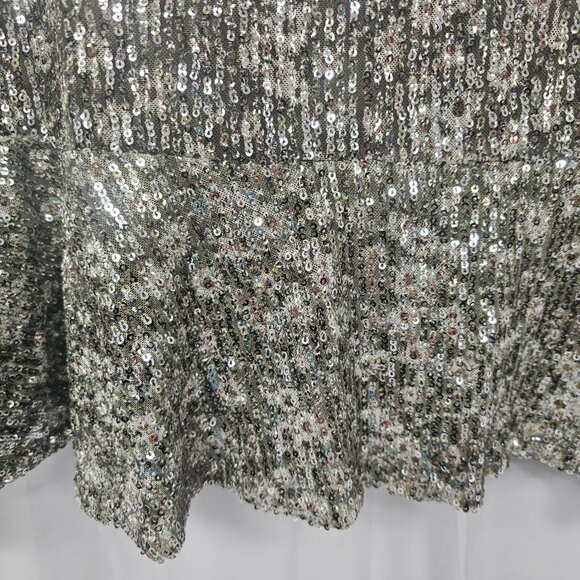 A Beautiful Soul Skirt Green Sequins Floral Mini Glam Club 36" - Picture 2 of 7